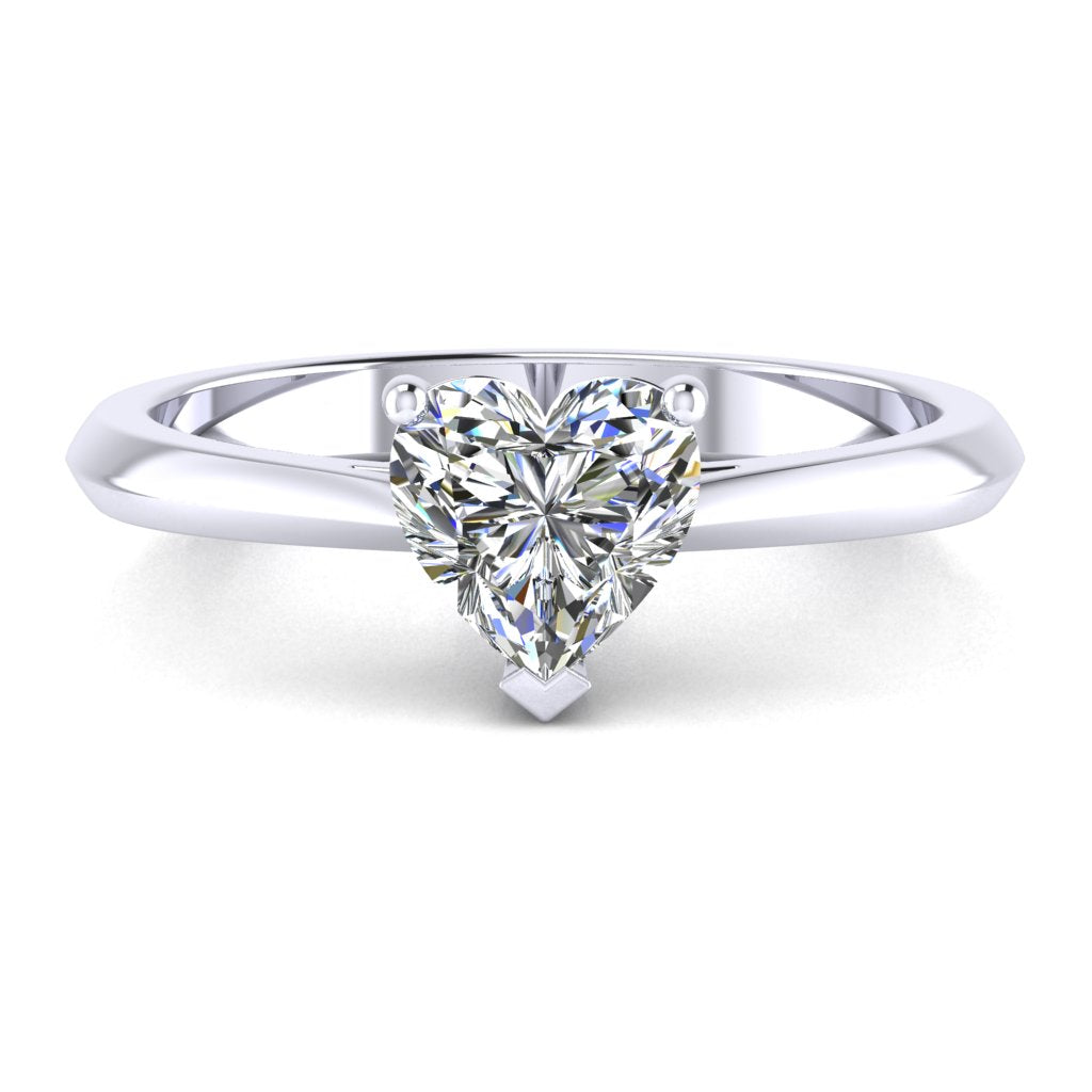 Heart Solitaire White Gold Ring, Fancy Basket | SMF