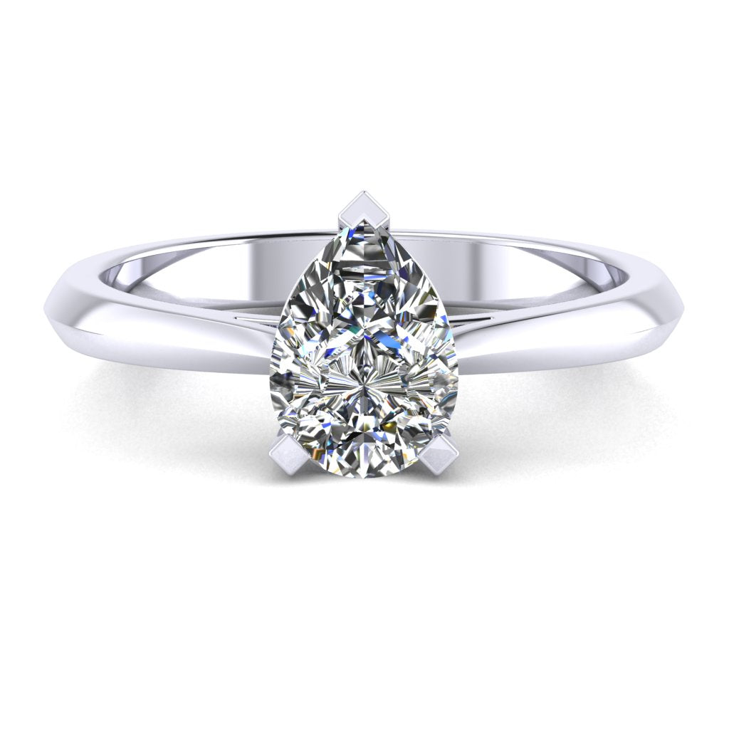 Pear Solitaire White Gold Ring, Fancy Basket | SMA