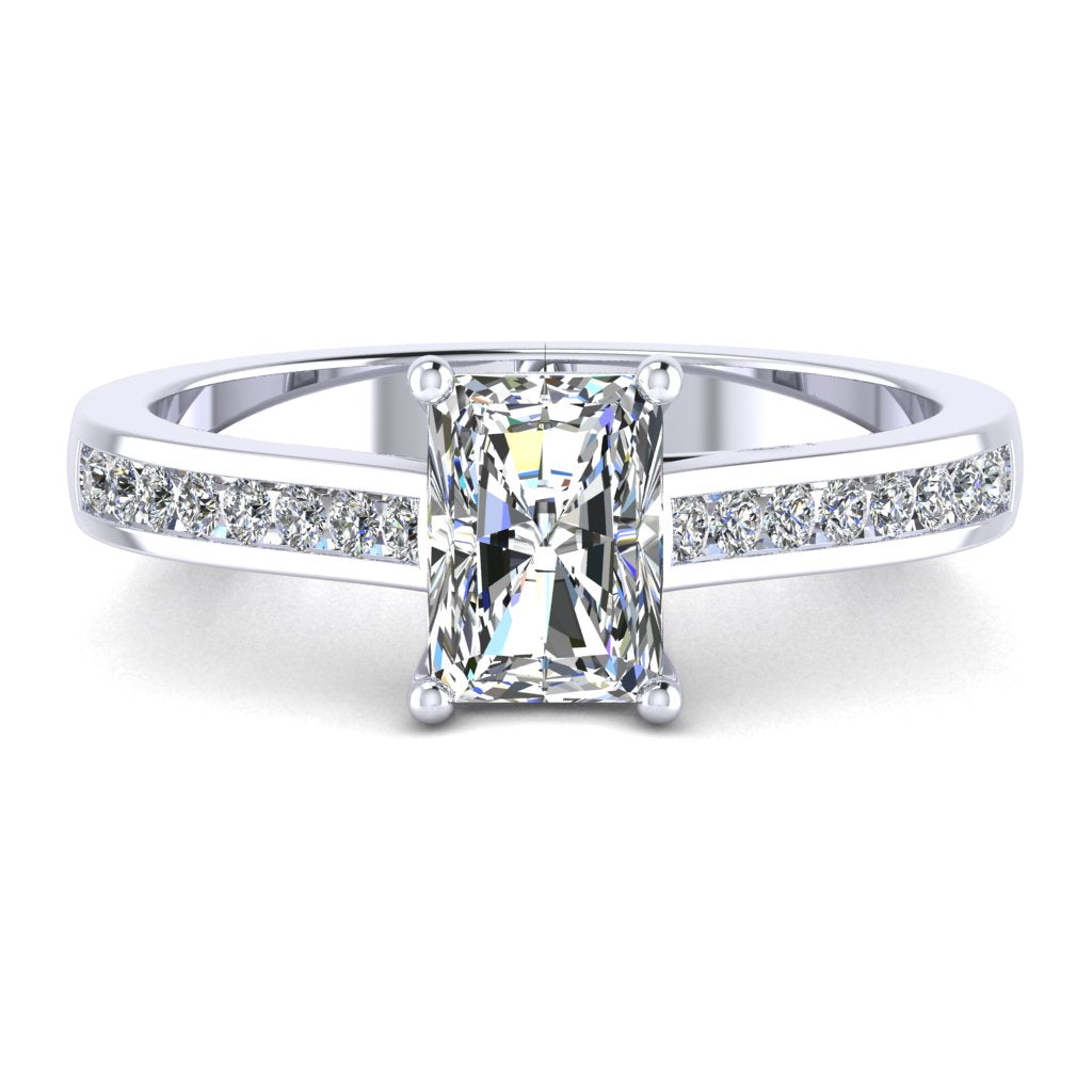 Radiant Diamond White Gold Shoulder Set Ring EBJ