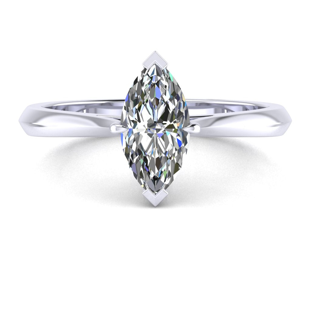 Marquise Solitaire Platinum Ring, Knife Edge | SMM