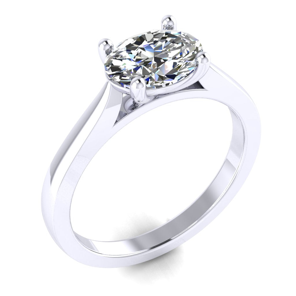 Oval Landscape Solitaire Platinum Ring, Cathedral Basket | SMO