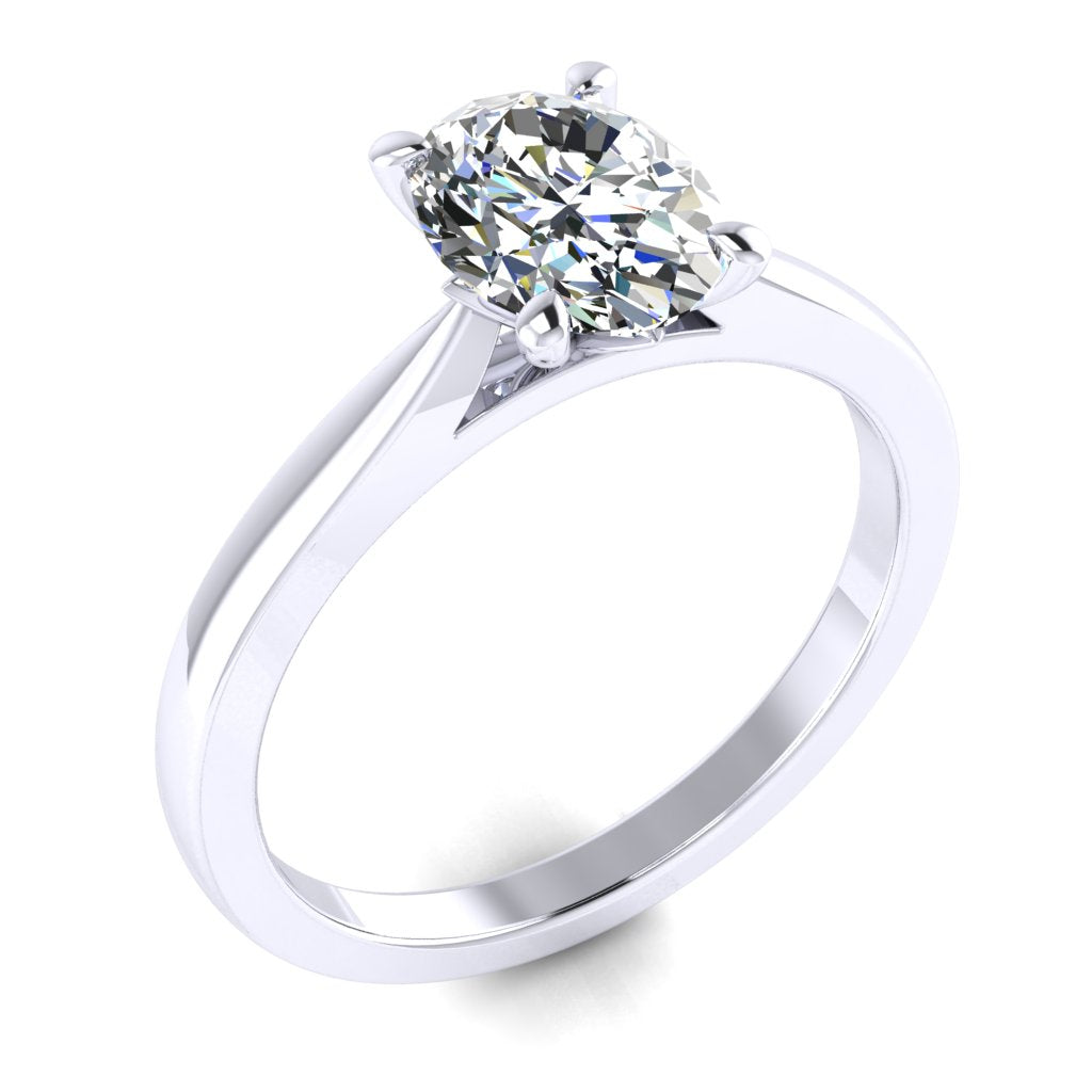 Oval Solitaire Platinum Ring, Lotus Cathedral | LGO