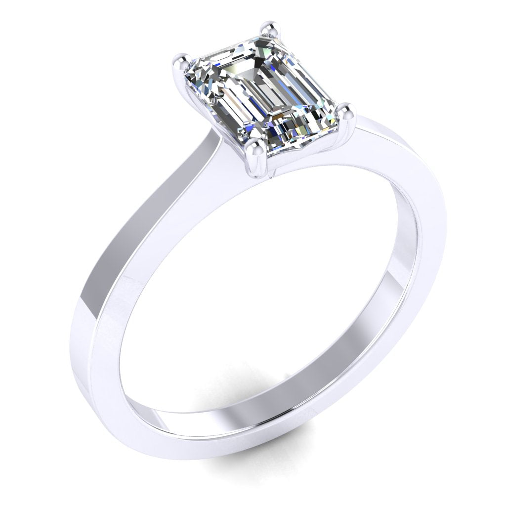 Emerald Solitaire Platinum Ring, Raised Designed Gallery | LGE