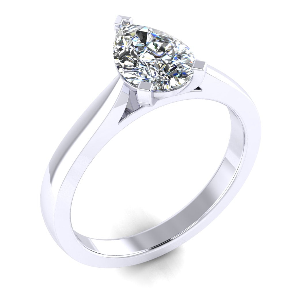 Pear Solitaire Platinum Ring, Pinched Court Cathedral | LGA