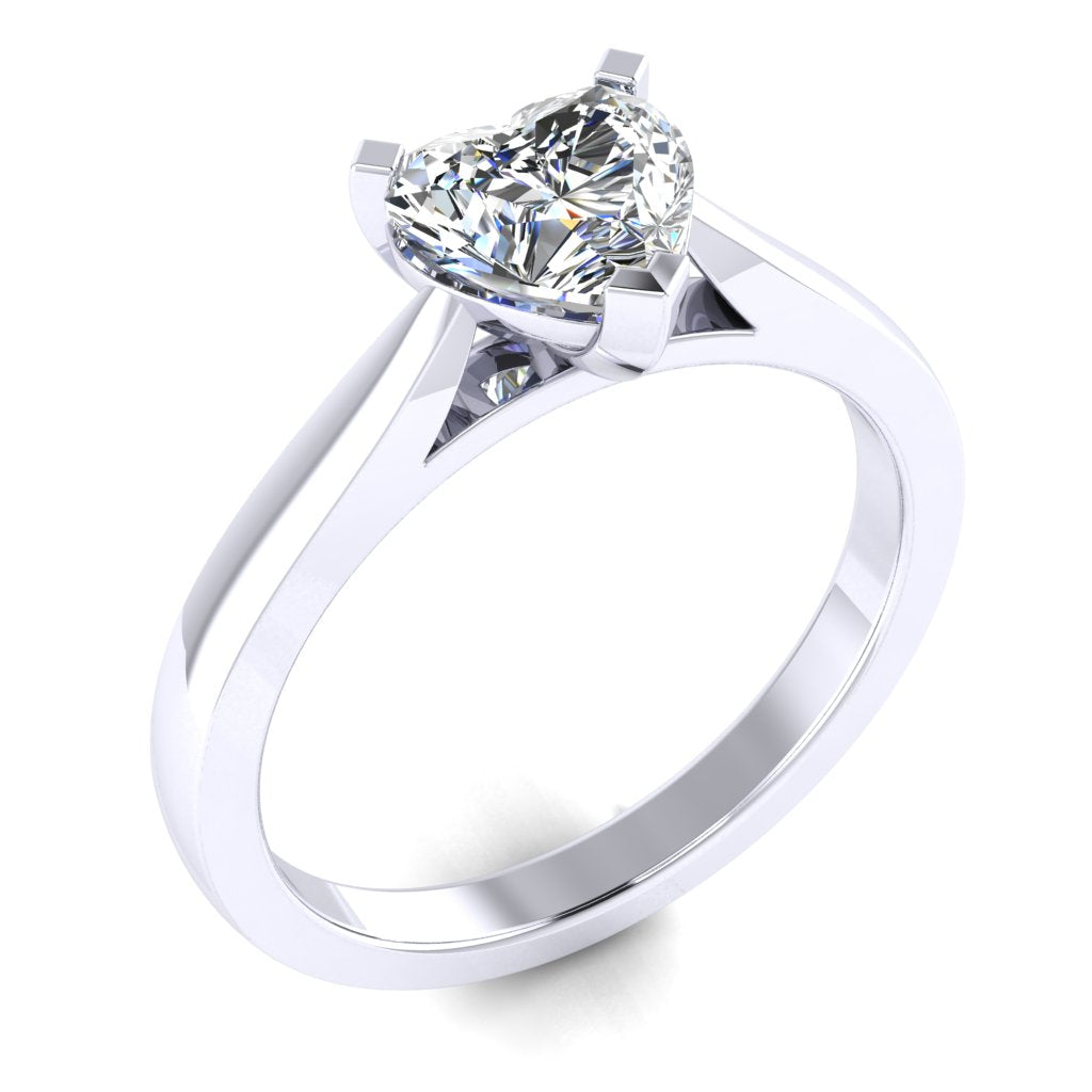 Heart Solitaire Platinum Ring, Pinched | SMF