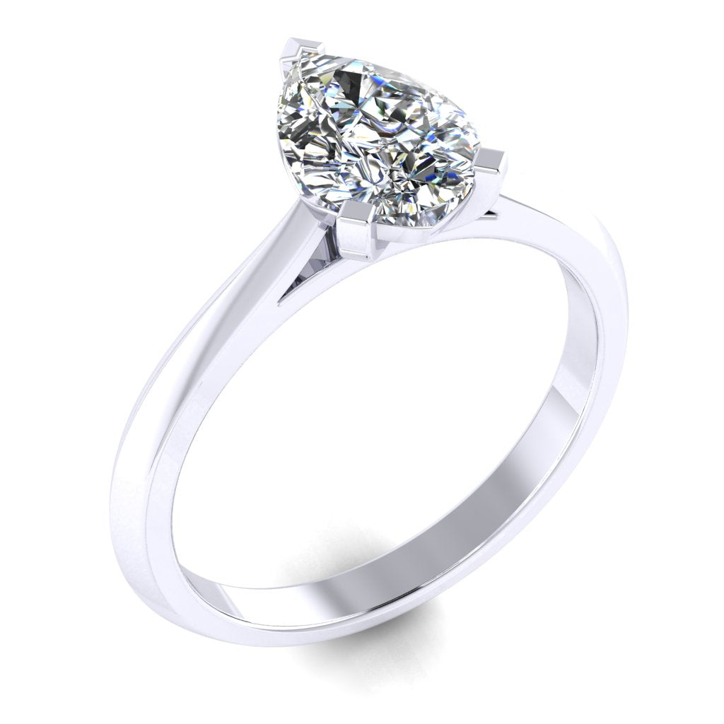 Pear Solitaire White Gold Ring, Fancy Basket | LGA