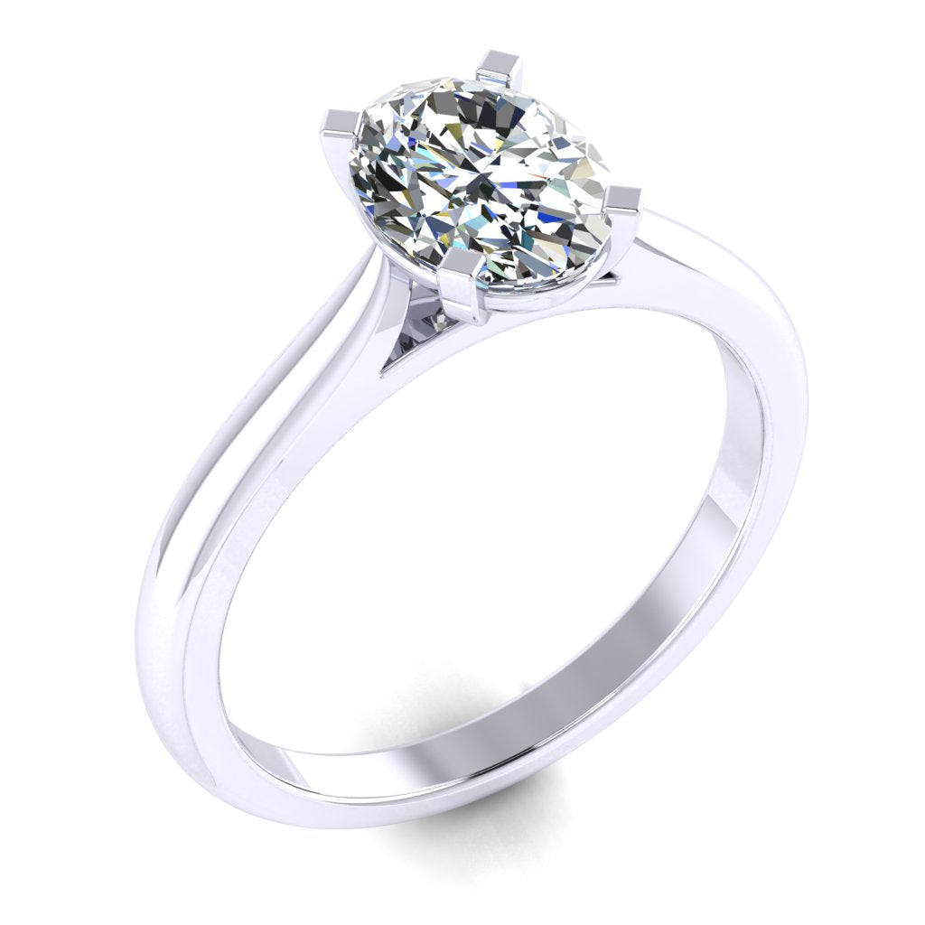 Oval Diamond Platinum Engagement Ring, Cathedral Gallery Bar Solitaire | LT1029-50