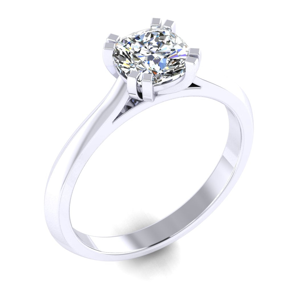 Cushion Solitaire Platinum Ring, Knife Edge | LGC