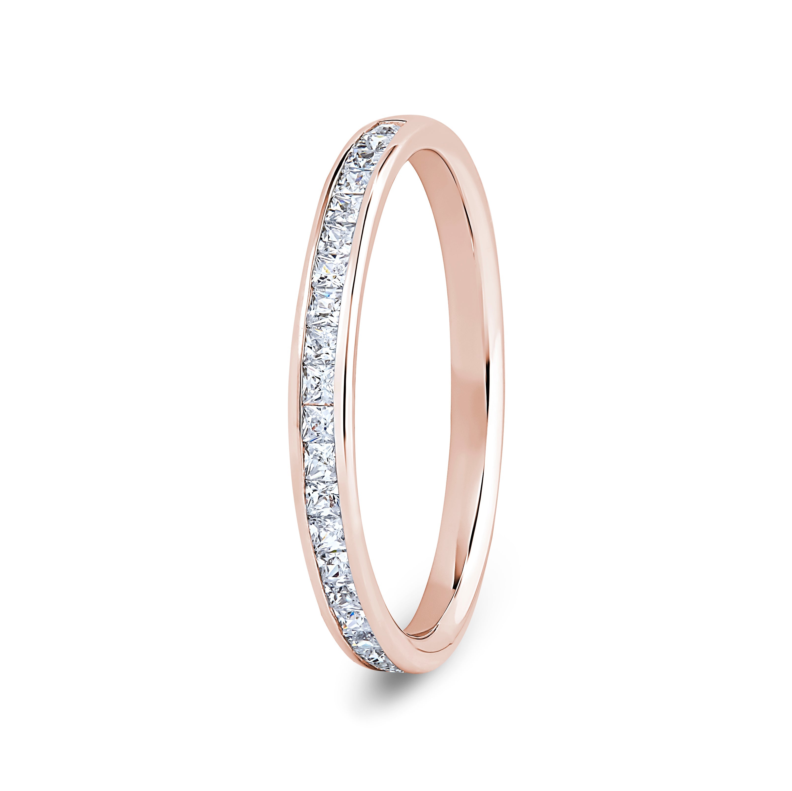 Princess, Channel, Rose Gold Half Set Eternity Ring