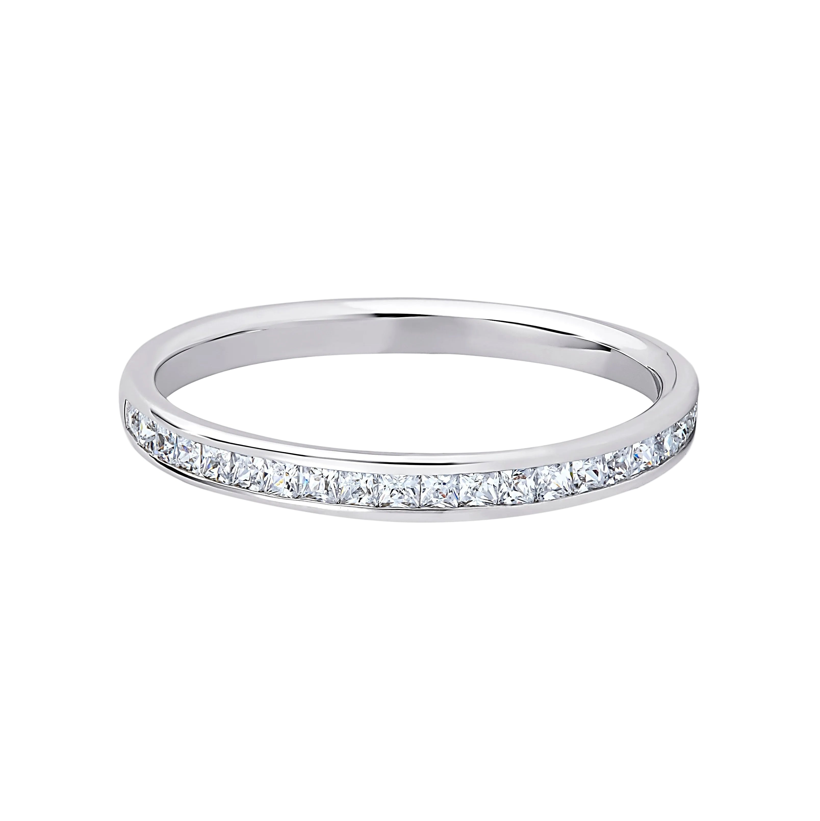 Princess Diamond White Gold Ring, Channel Set Half Eternity | ET1208