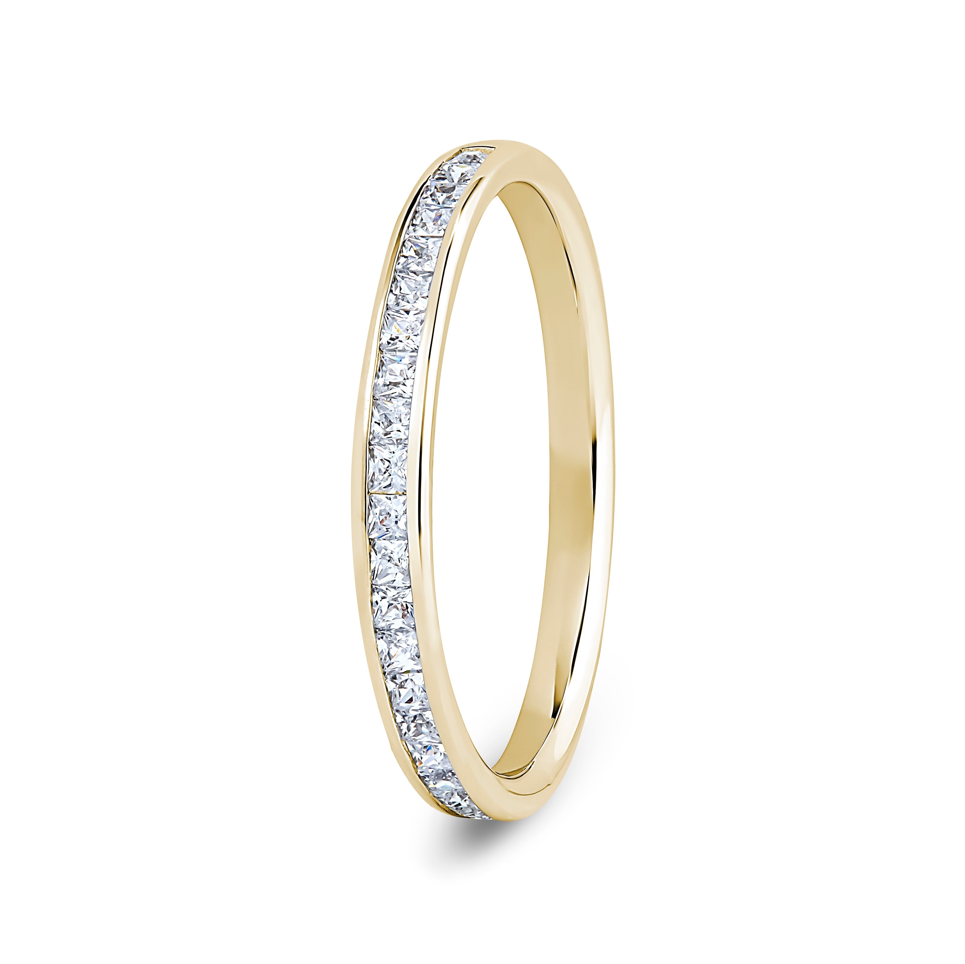 Princess, Channel, Yellow Gold Half Set Eternity Ring