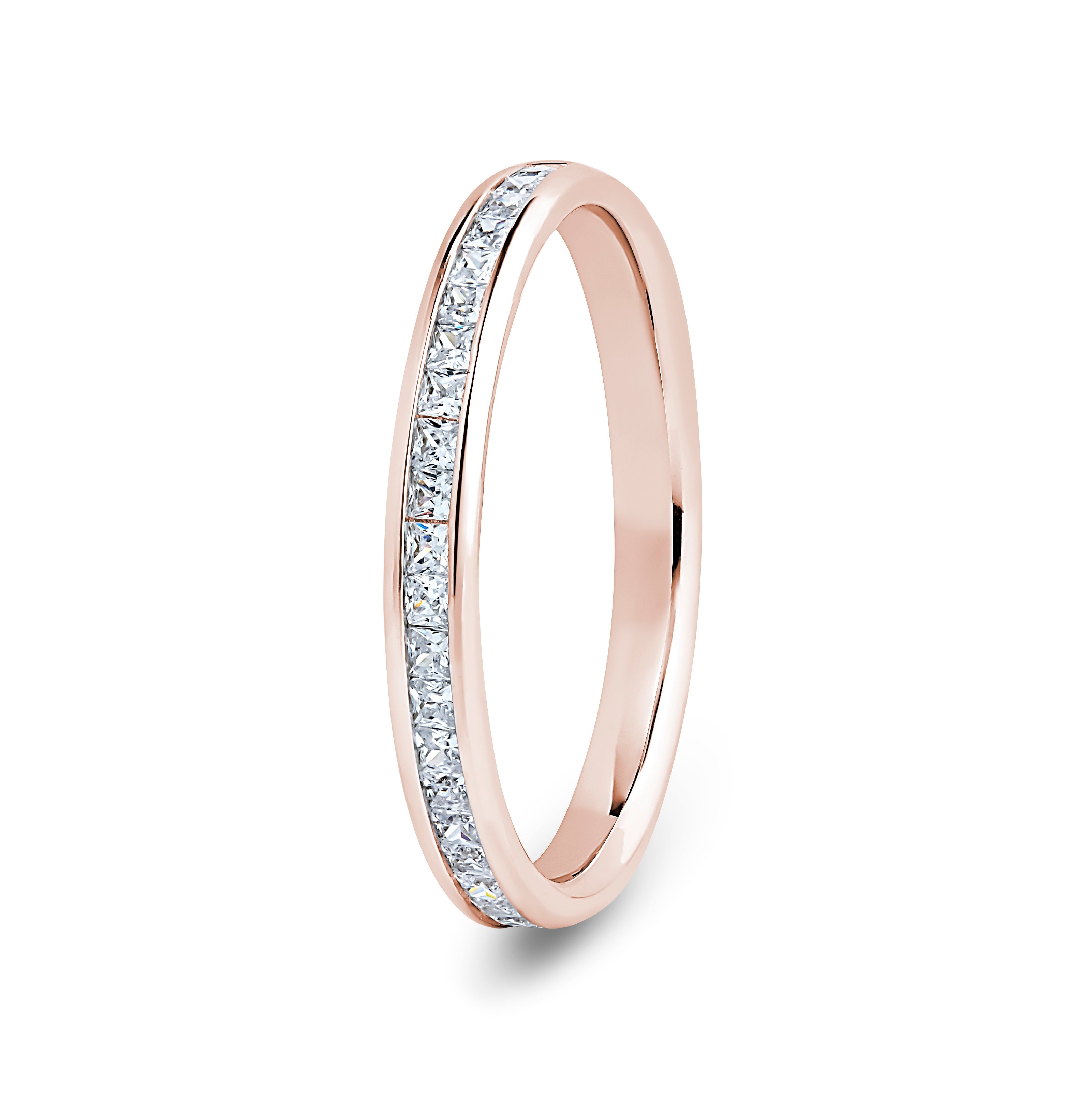 Princess, Channel, Rose Gold Half Set Eternity Ring