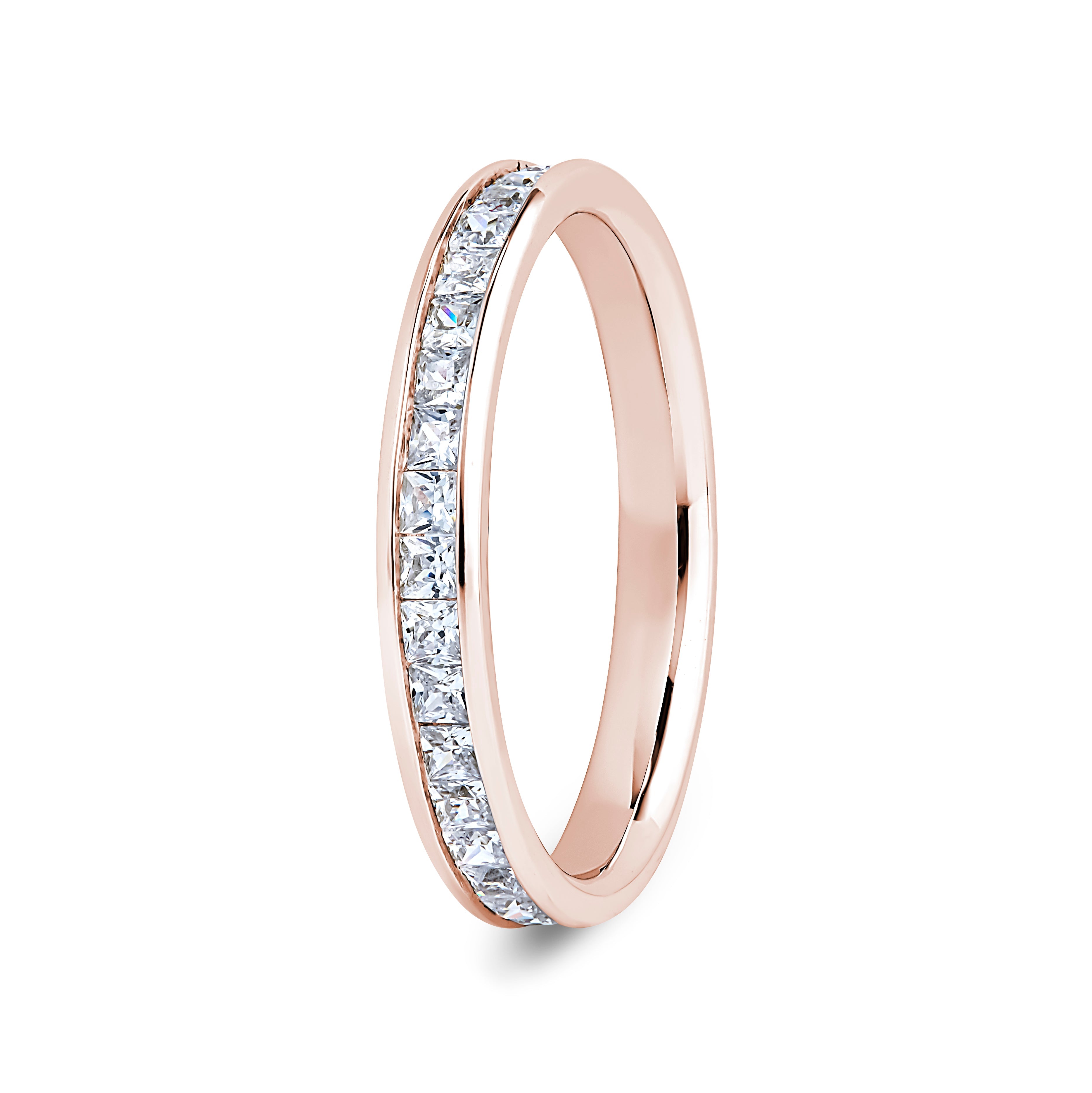 Princess, Channel, Rose Gold Half Set Eternity Ring