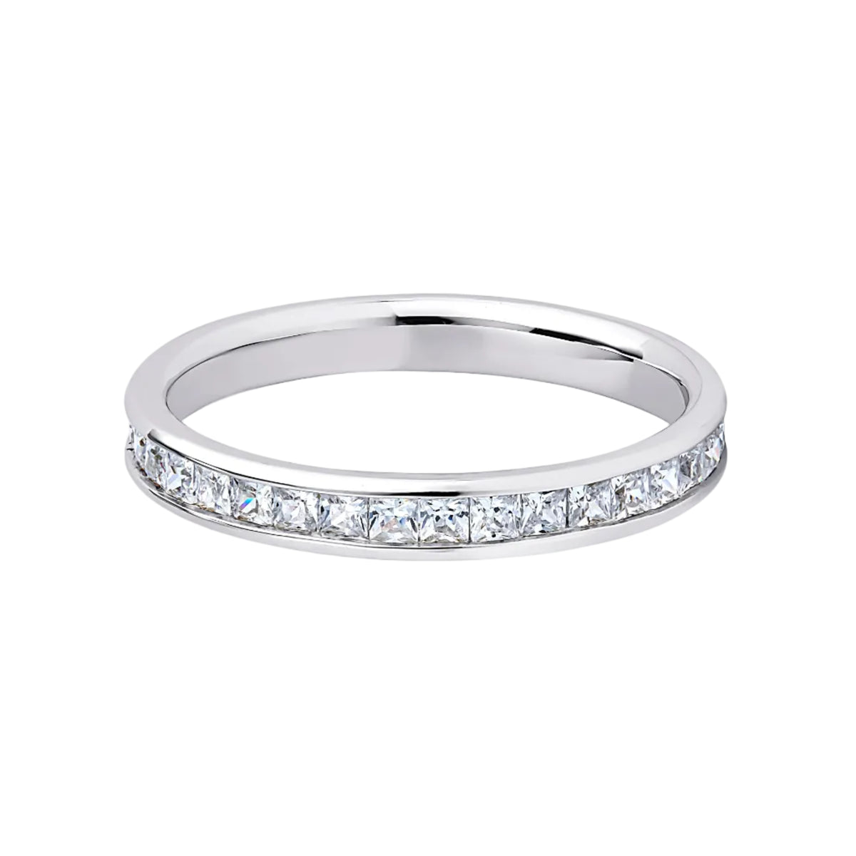 Princess Diamond Platinum Ring, Channel Set Half Eternity | ET1208
