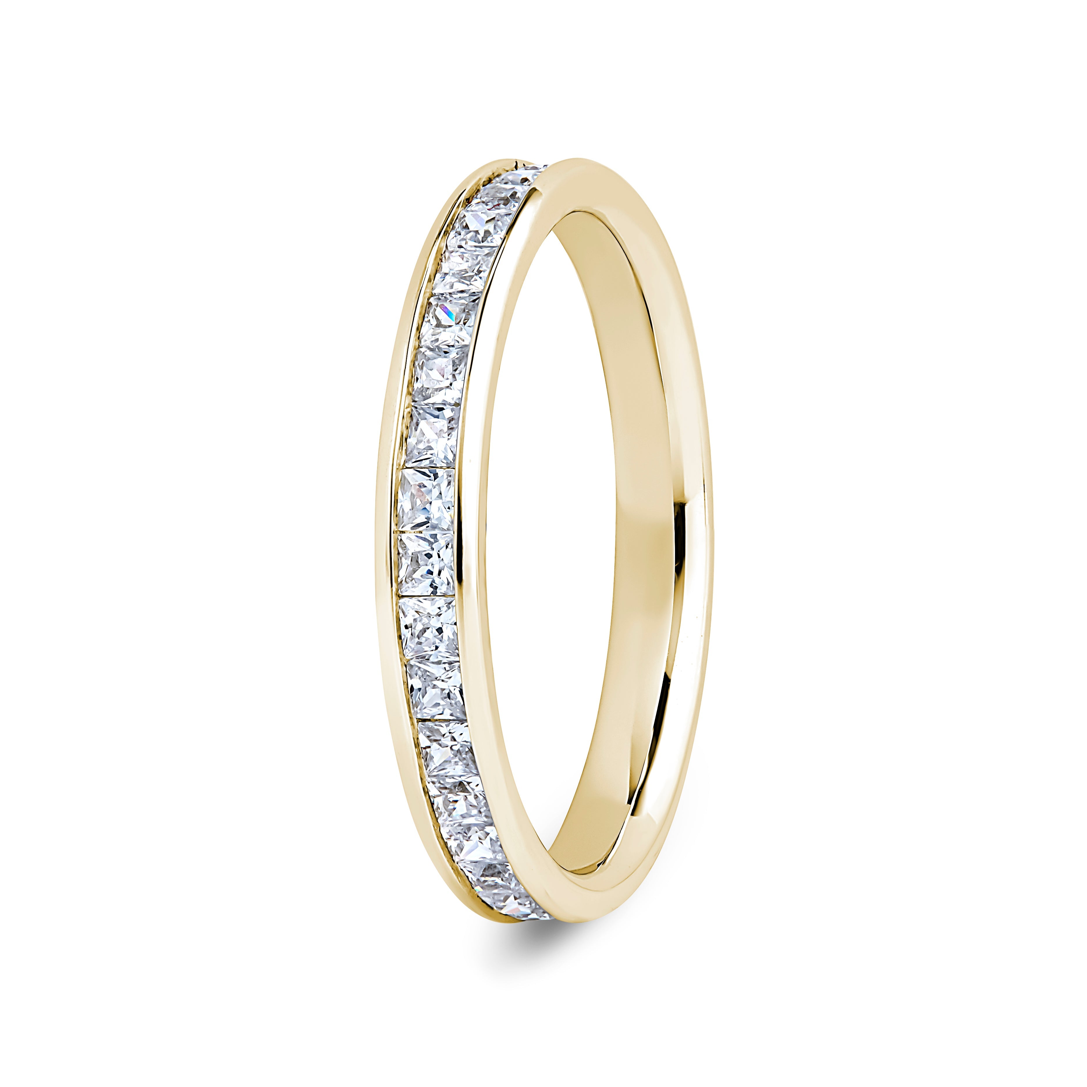 Princess, Channel, Yellow Gold Half Set Eternity Ring