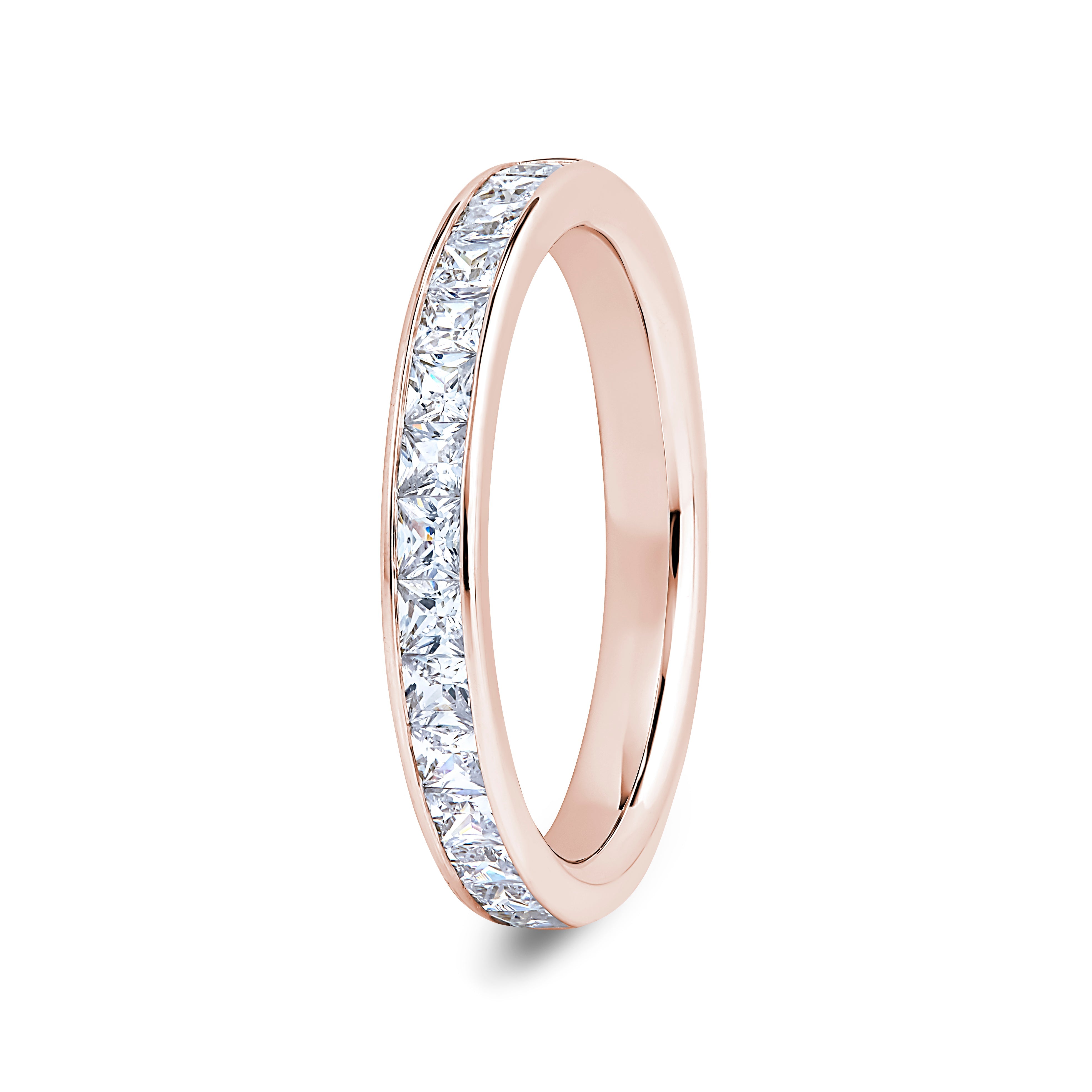 Princess, Channel, Rose Gold Half Set Eternity Ring