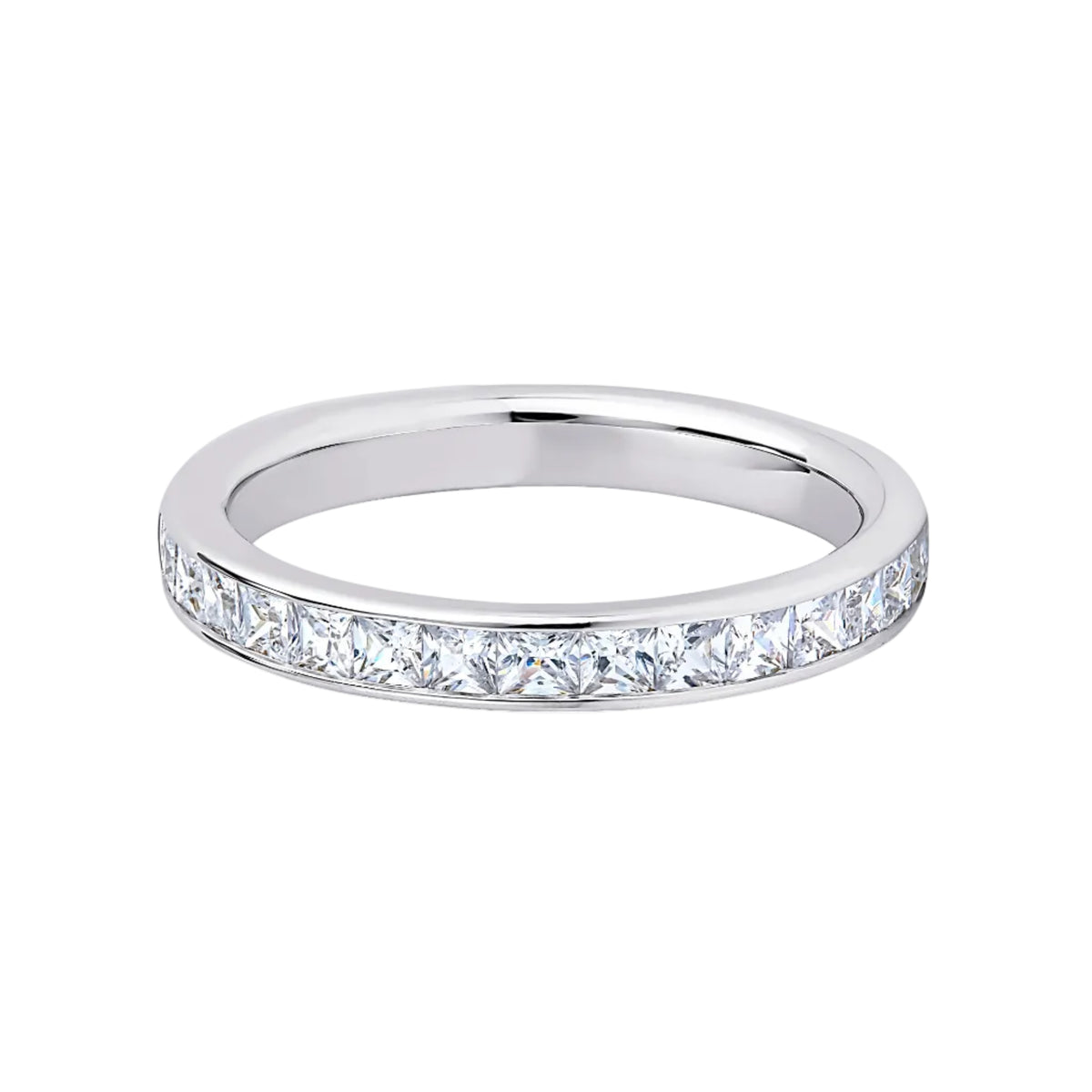 Princess Diamond Platinum Ring, Channel Set Half Eternity | ET1208