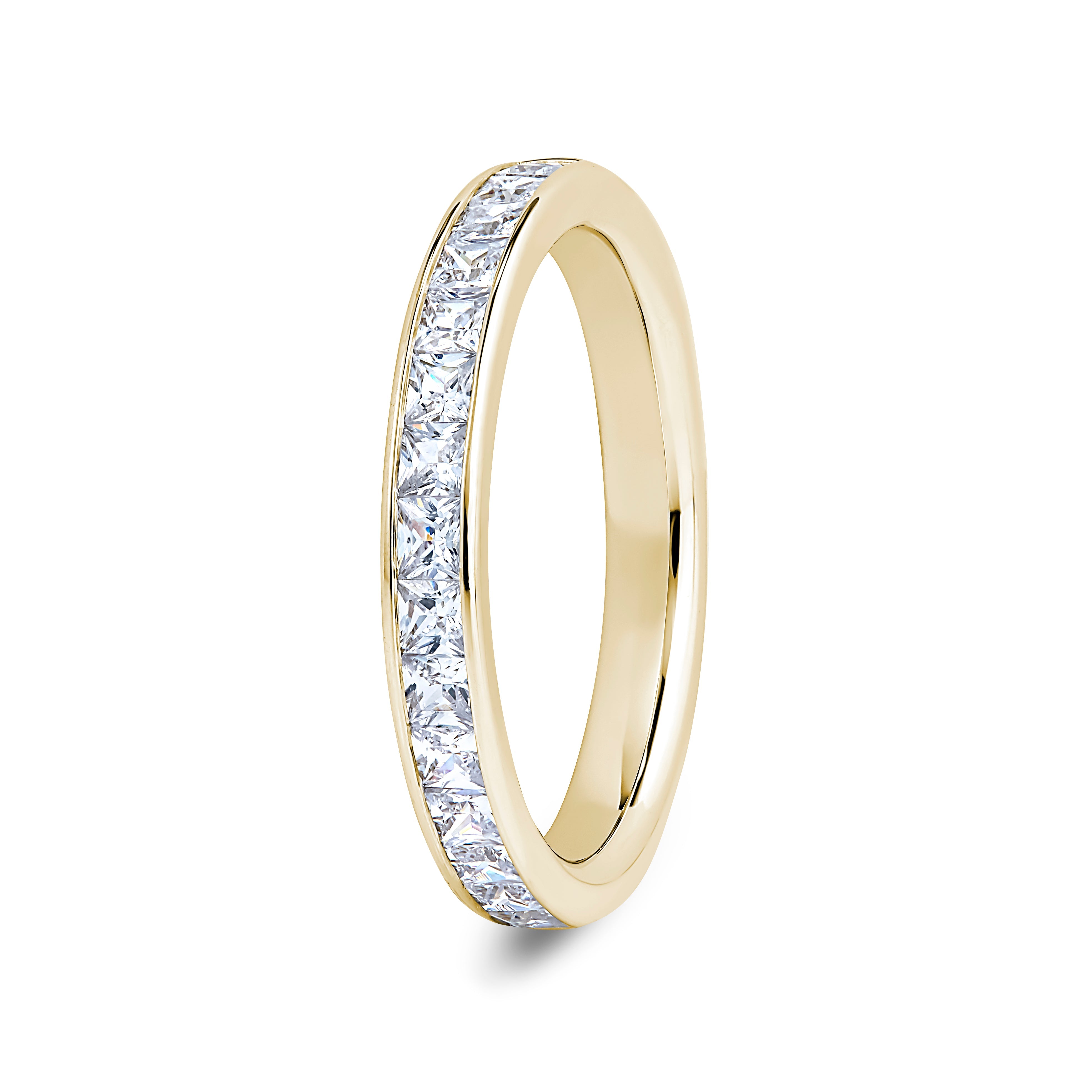 Princess, Channel, Yellow Gold Half Set Eternity Ring