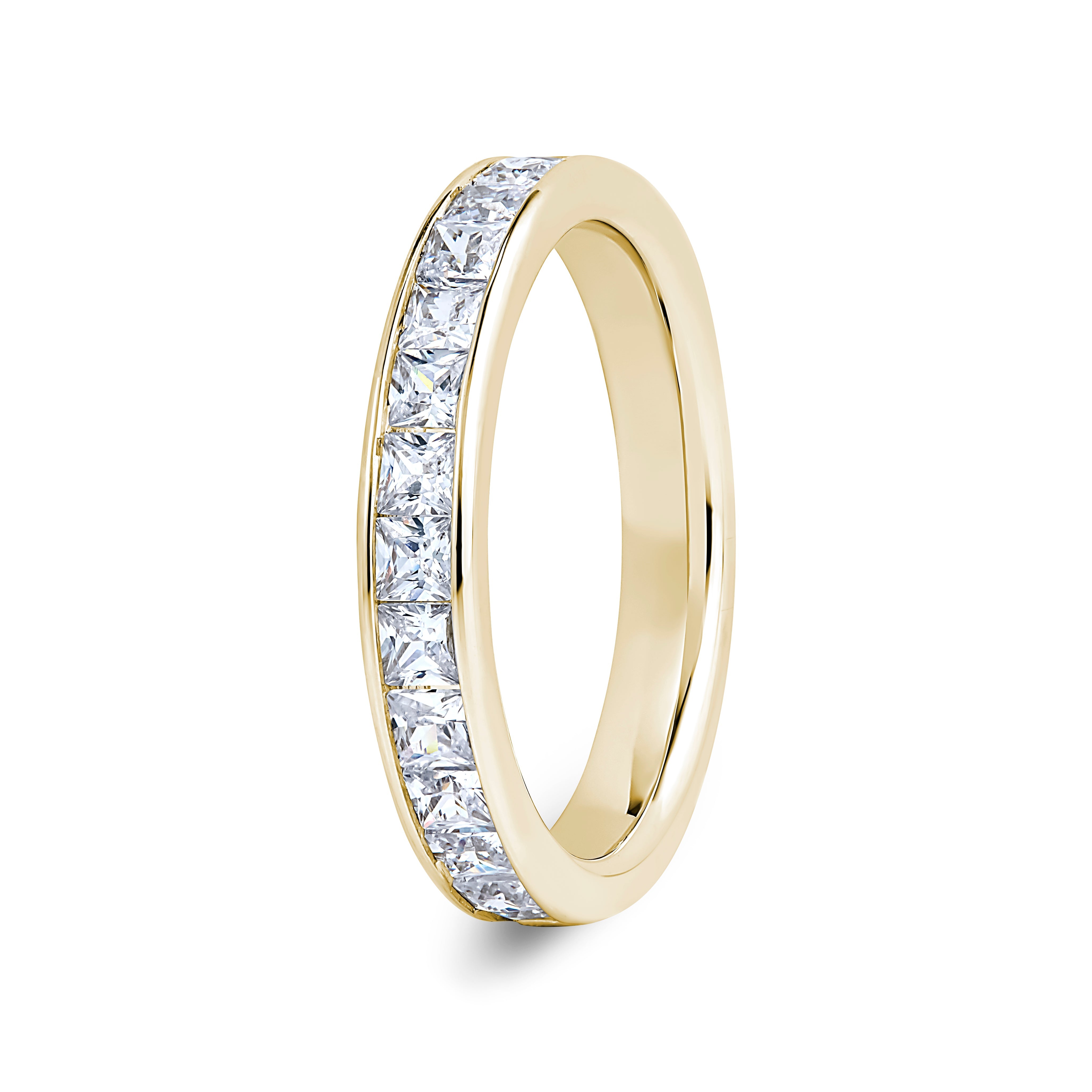 Princess, Channel, Yellow Gold Half Set Eternity Ring
