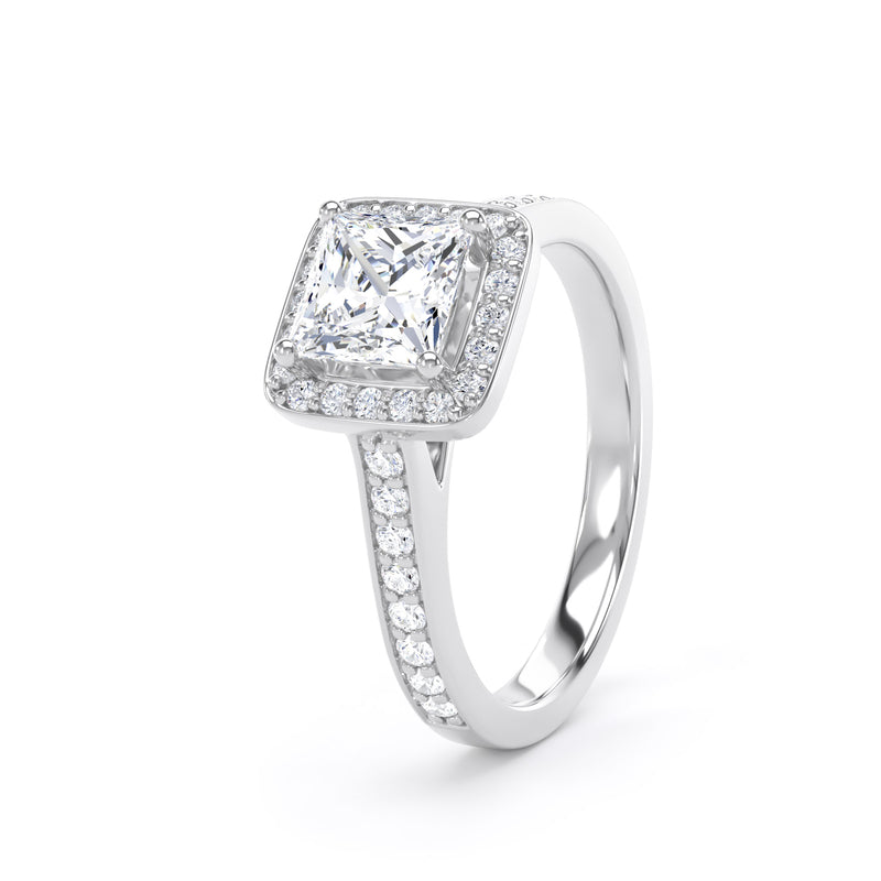 Halo Shoulder Set Ring | Platinum, Princess Diamond | PHG01 SMS