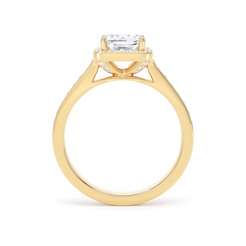 Halo Shoulder Set Ring | Yellow Gold, Princess Diamond | PHG01 SMS