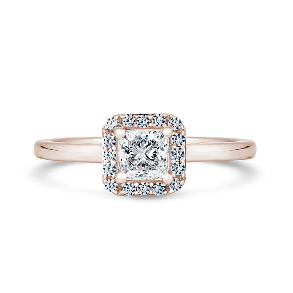 Halo Ring | Rose Gold, Princess Diamond | PHP01 LGS