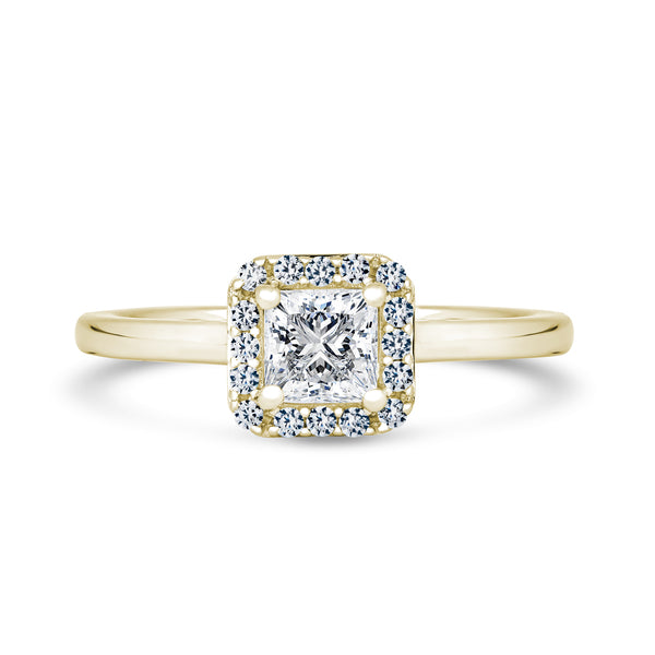 Halo Ring | Yellow Gold, Princess Diamond | PHP01 LGS
