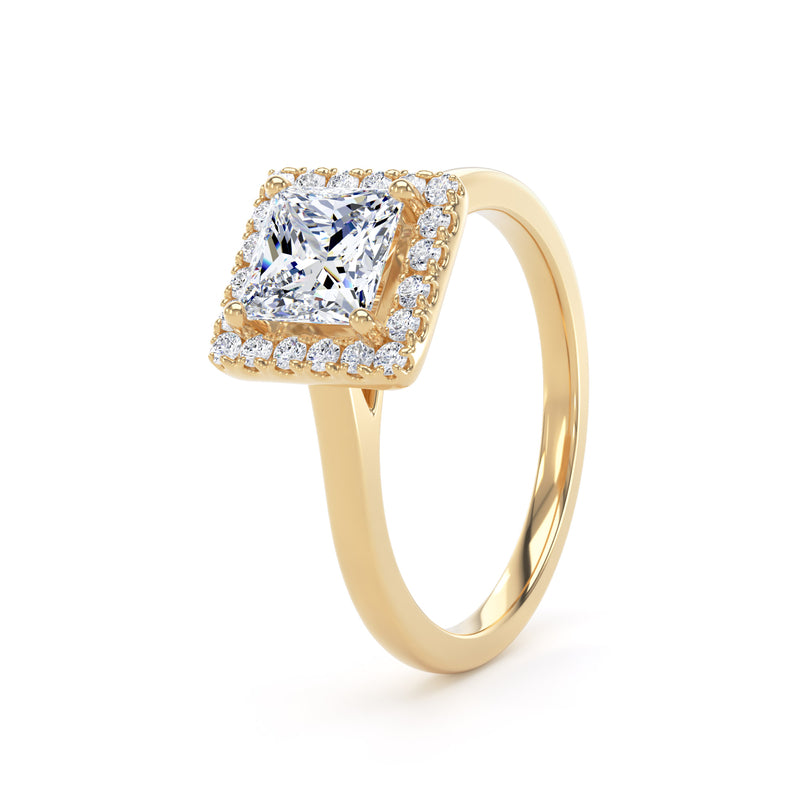 Halo Peekaboo Ring | Yellow Gold, Princess Diamond | PHP02 SMS