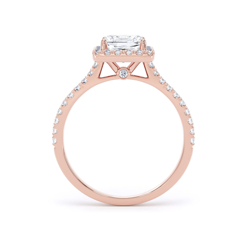 Halo Peekaboo Diamond Shoulder Ring | Rose Gold, Princess Diamond | PHW01 LGS