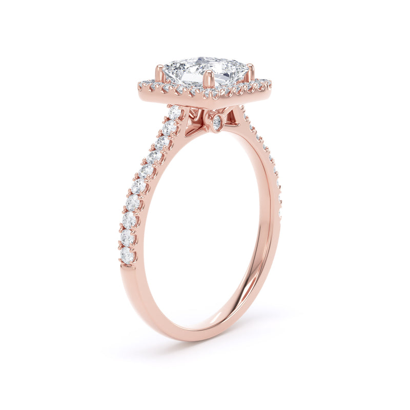 Halo Peekaboo Diamond Shoulder Ring | Rose Gold, Princess Diamond | PHW01 SMS