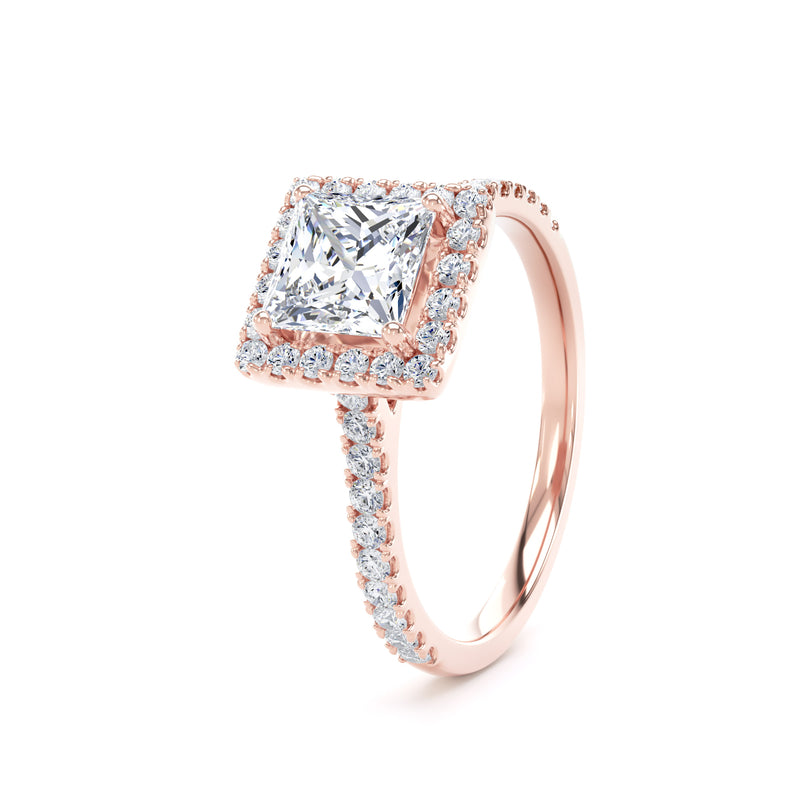 Halo Peekaboo Diamond Shoulder Ring | Rose Gold, Princess Diamond | PHW01 LGS