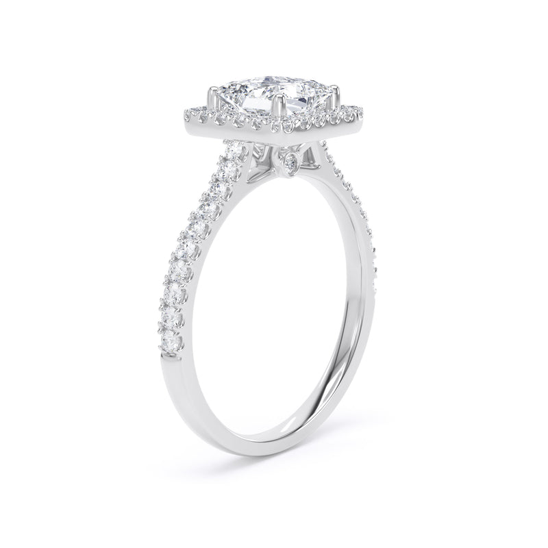 Halo Peekaboo Diamond Shoulder Ring | White Gold, Princess Diamond | PHW01 SMS