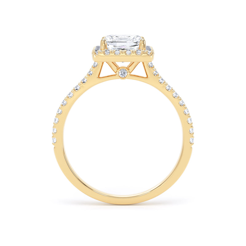Halo Peekaboo Diamond Shoulder Ring | Yellow Gold, Princess Diamond | PHW01 SMS
