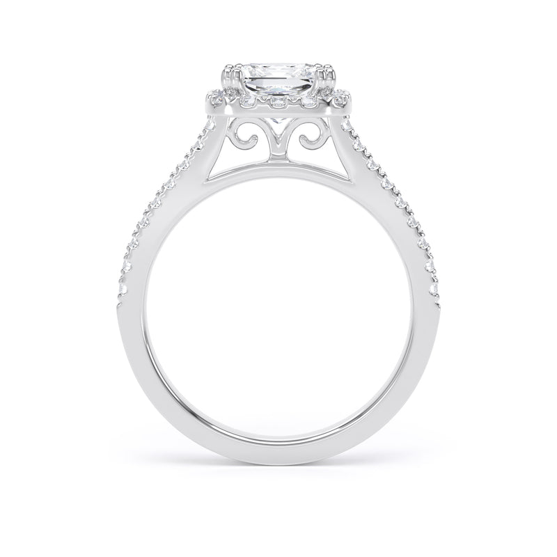 Princess Diamond White Gold Ring, Fancy Gallery Halo | LGS PHW02