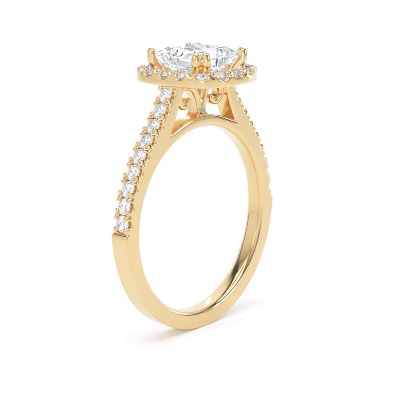 Princess Diamond Yellow Gold Ring, Fancy Gallery Halo | LGS PHW02