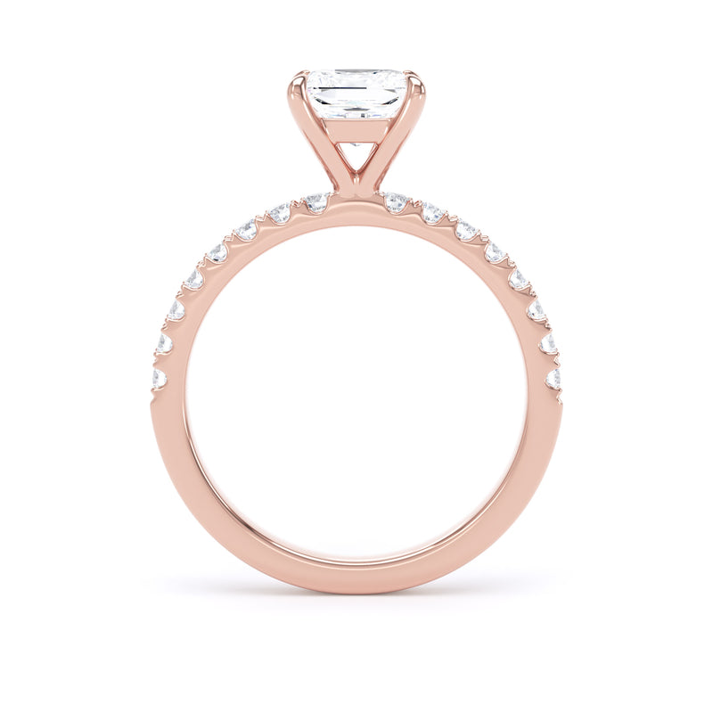 Princess Diamond Rose Gold Ring, Floating Head Shoulder Set | SMS PSP01