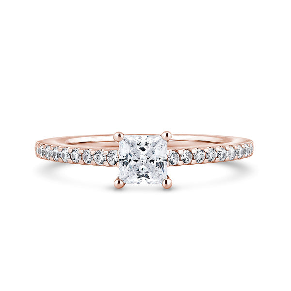 Princess Shoulder Set Rose Gold Ring, Scallop | PSW01 LGS