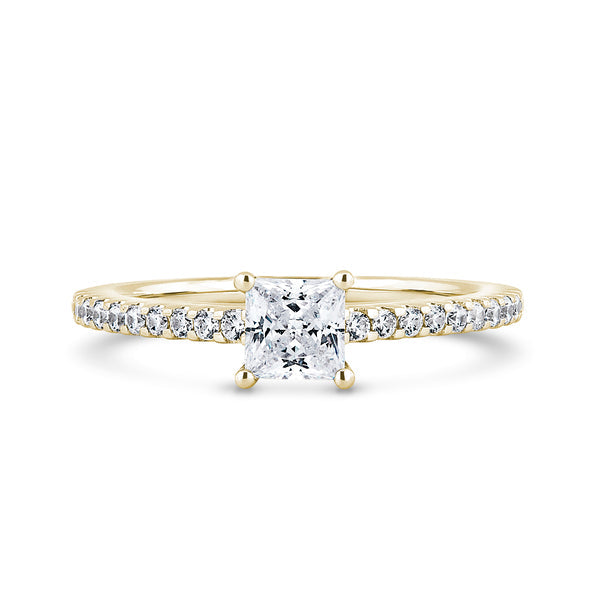 Princess Shoulder Set Yellow Gold Ring, Scallop | PSW01 SMS