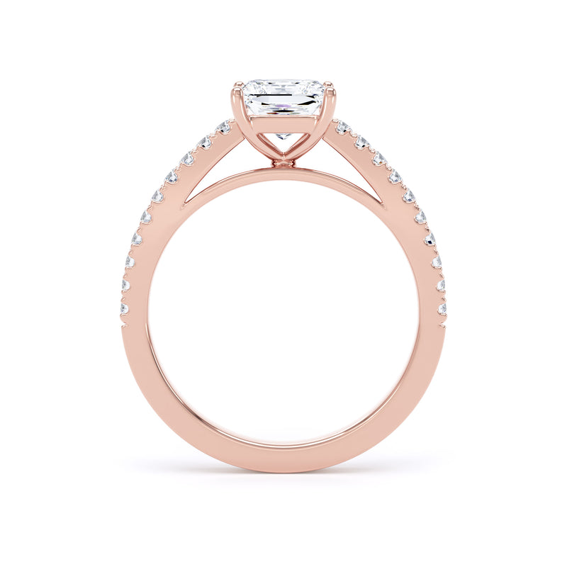 Princess Shoulder Set Rose Gold Ring, Scallop | PSW01 LGS