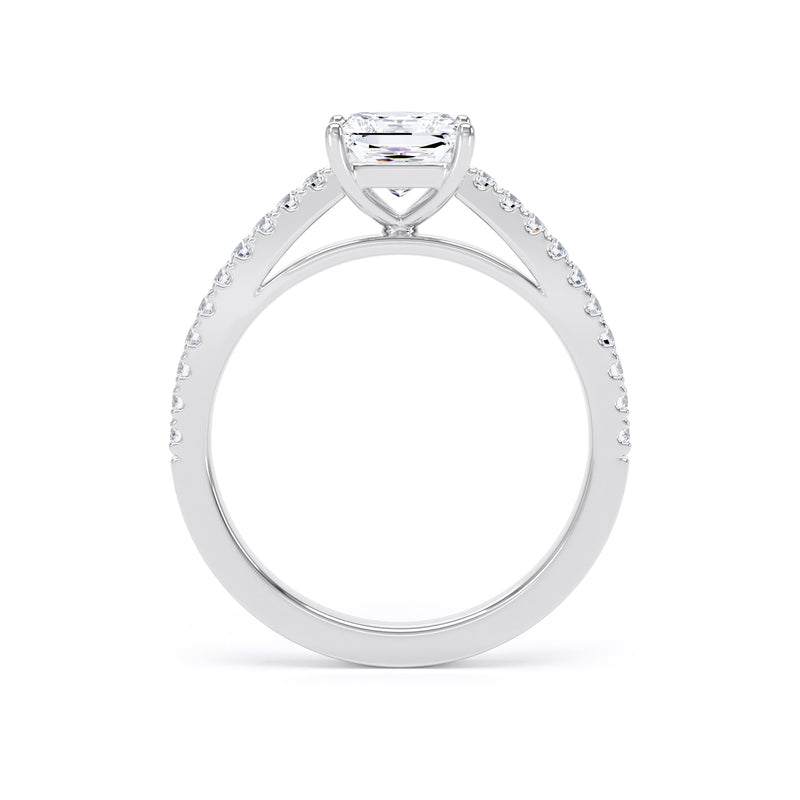 Princess Diamond Engagement Ring, Scallop Shoulder Set | PSW01