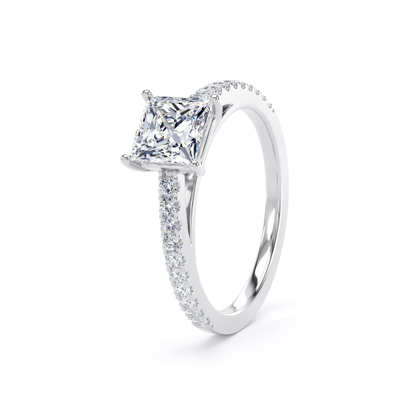Princess Shoulder Set Platinum Ring, Scallop | PSW01 SMS