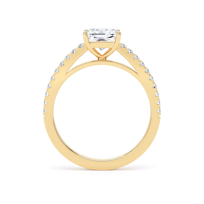 Princess Shoulder Set Yellow Gold Ring, Scallop | PSW01 SMS