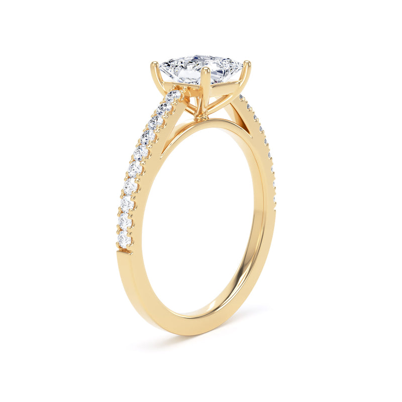 Princess Shoulder Set Yellow Gold Ring, Scallop | PSW01 SMS