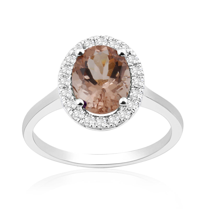 Morganite Ring with Diamond Set Halo