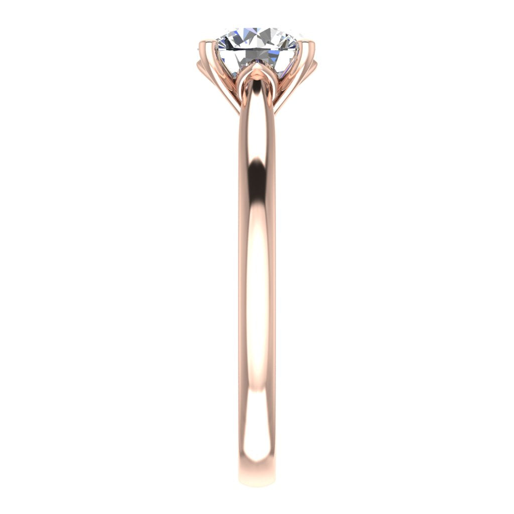 Round Solitaire Rose Gold Ring, Lotus 4 Prong | LGR