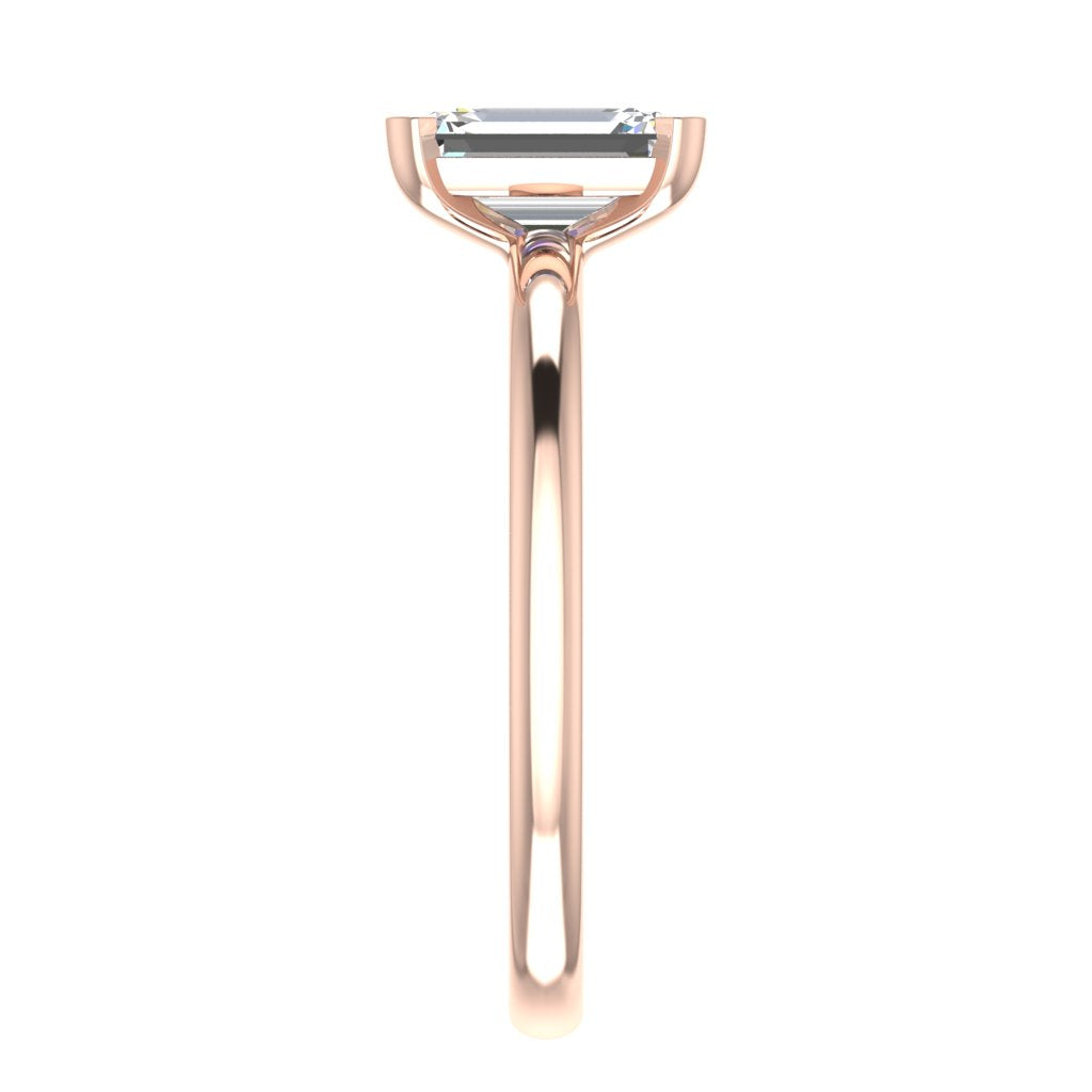 Emerald Solitaire Rose Gold Ring, Squared Prong Basket | LGE