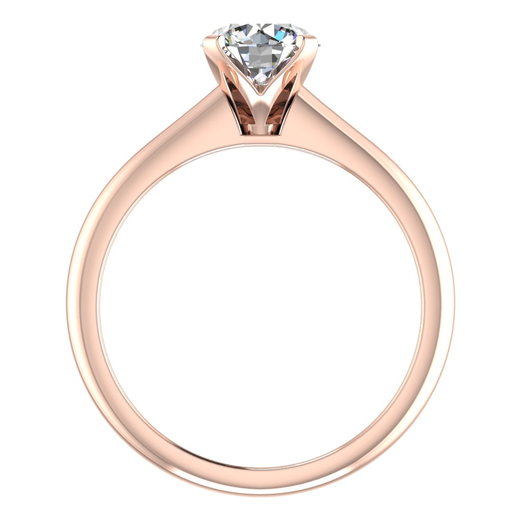 Round Solitaire Rose Gold Ring, Raised 4 Prong | LGR