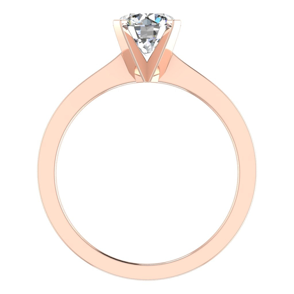 Round Solitaire Rose Gold Ring, Peghead 4 Prong | LGR