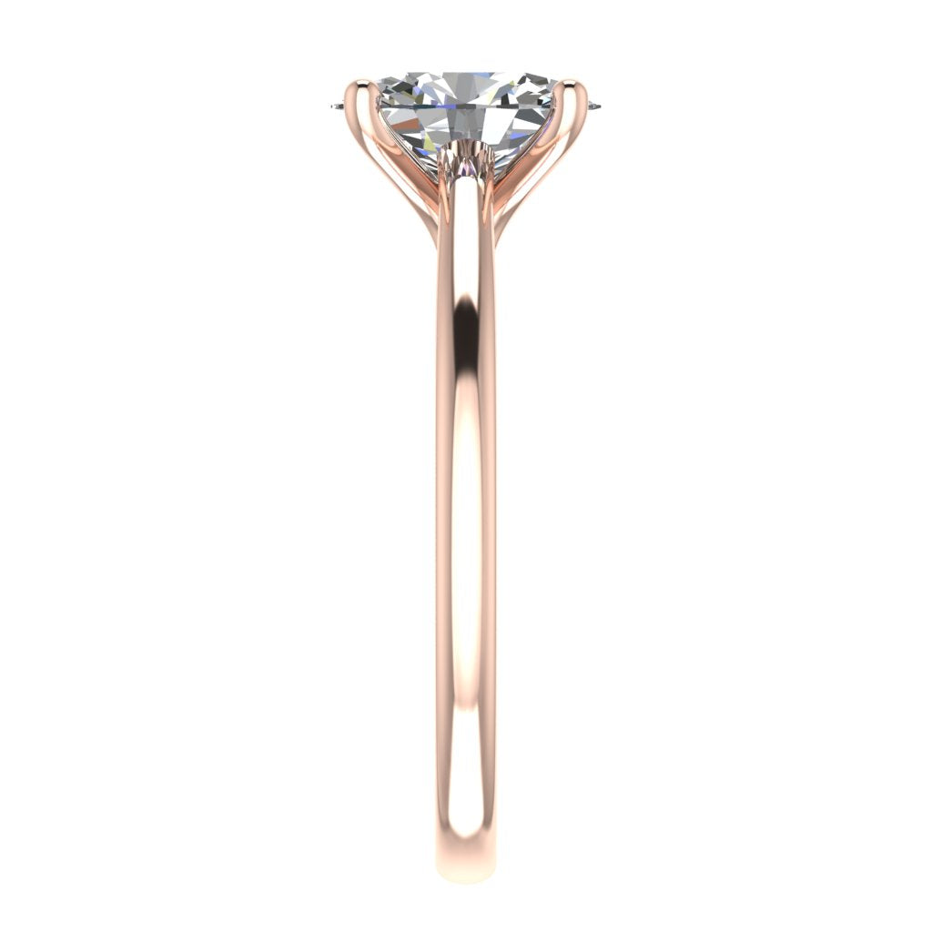 Oval Solitaire Rose Gold Ring, Raised Peg Head | LGO