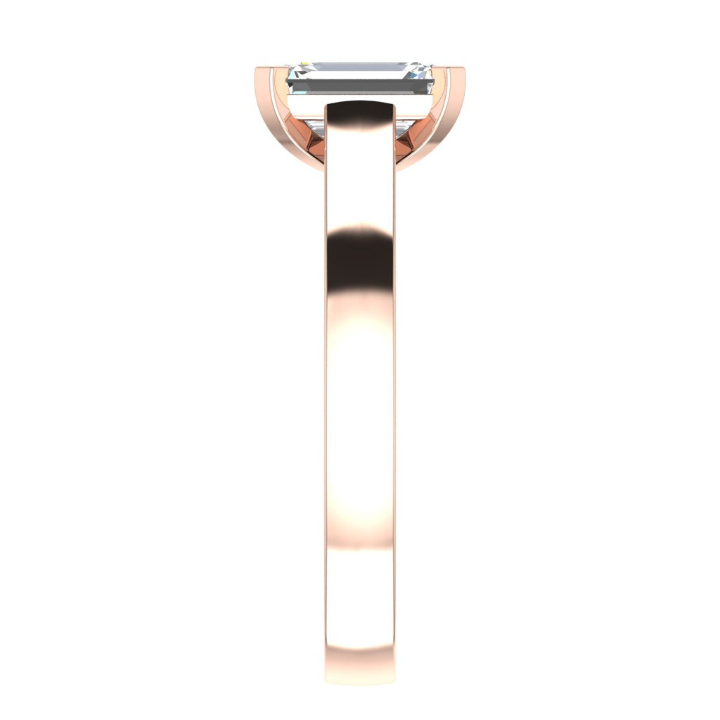 Emerald Solitaire Rose Gold Ring, Cathedral Basket | LGE